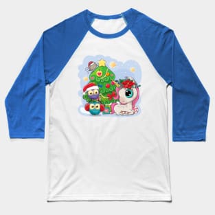 unicorn christmas girls Baseball T-Shirt